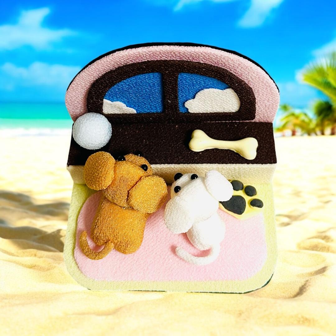 ちりめん細工「青空を見上げるわんこ☀️」1枚目の画像