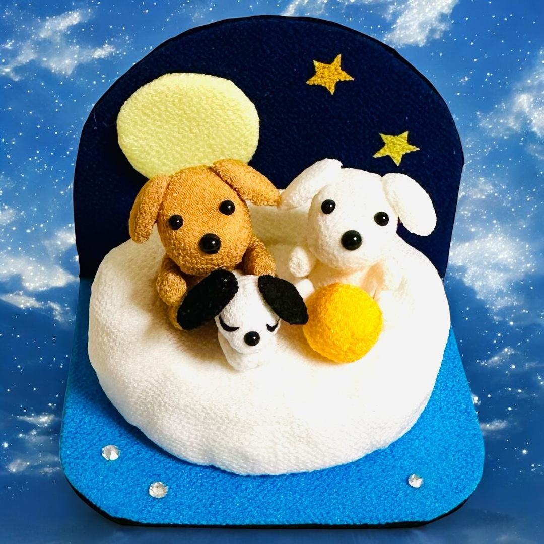ちりめん細工「雲に乗るわんこ☁️」1枚目の画像